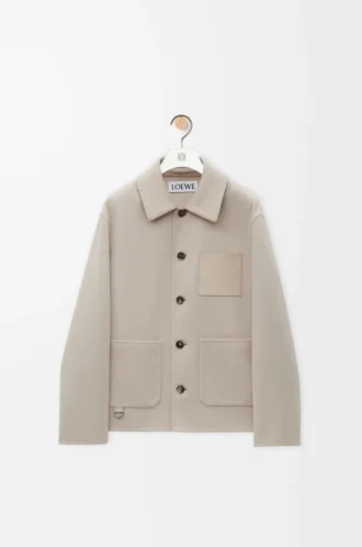 Arbetsjacka i ull och kashmir Ljusbeige melange