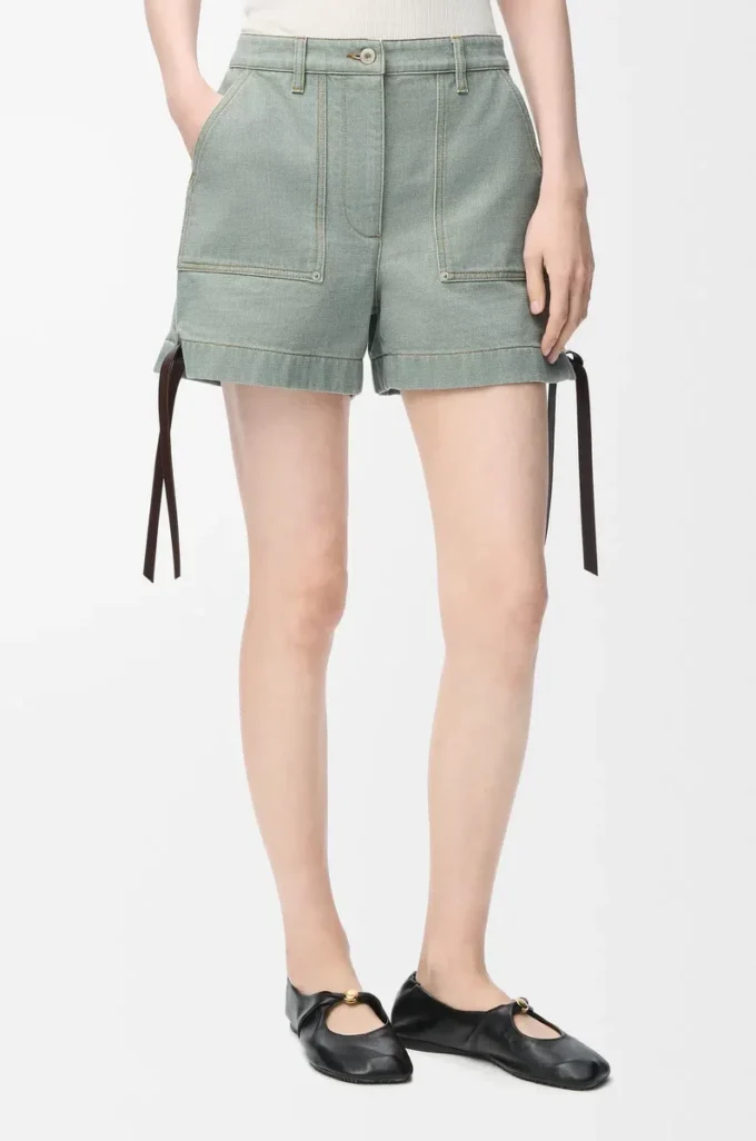 Arbetsshorts i denim Khaki Green Arbetsshorts i denim Khaki Green