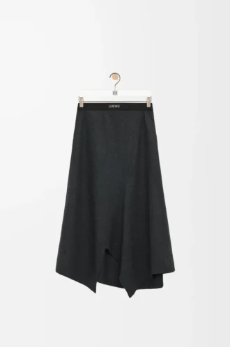 Asymmetrisk kjol i ull och kashmir Charcoal Melange