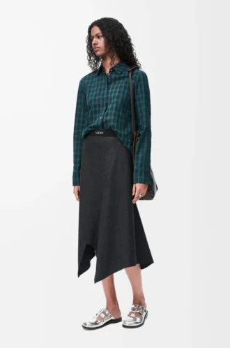 Asymmetrisk kjol i ull och kashmir Charcoal Melange