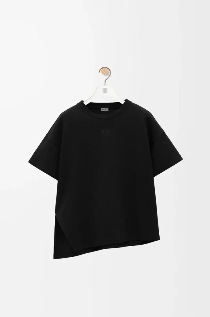 Asymmetrisk T-shirt i bomullsblandning Svart