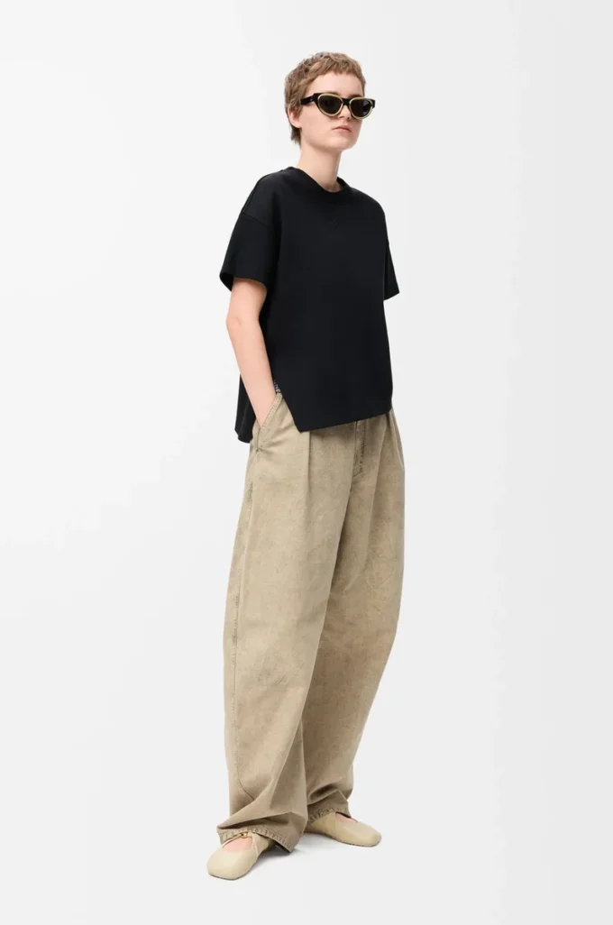 Asymmetrisk T-shirt i bomullsblandning Svart