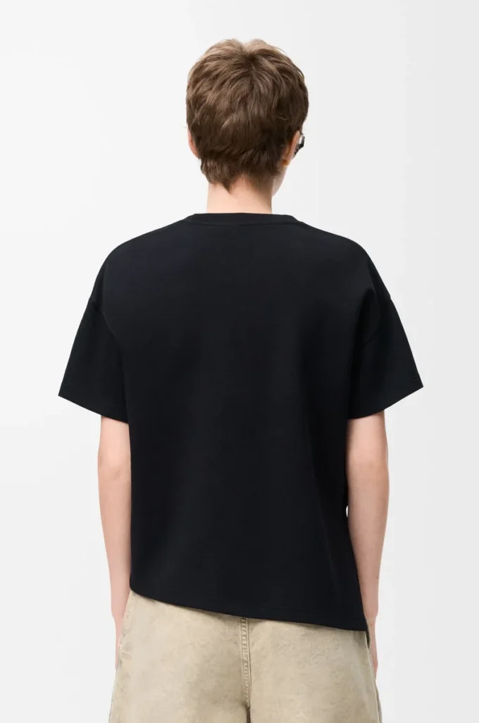 Asymmetrisk T-shirt i bomullsblandning Svart