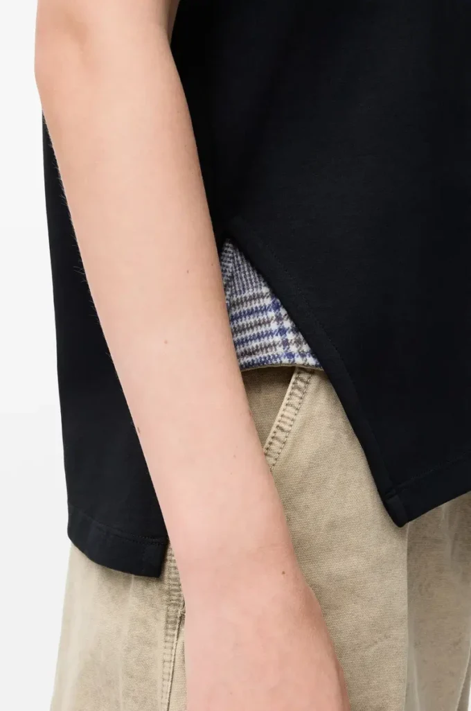 Asymmetrisk T-shirt i bomullsblandning Svart