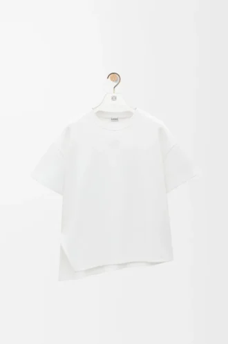 Asymmetrisk T-shirt i bomullsblandning Vit