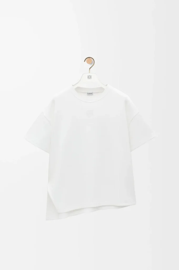 Asymmetrisk T-shirt i bomullsblandning Vit Asymmetrisk T-shirt i bomullsblandning Vit