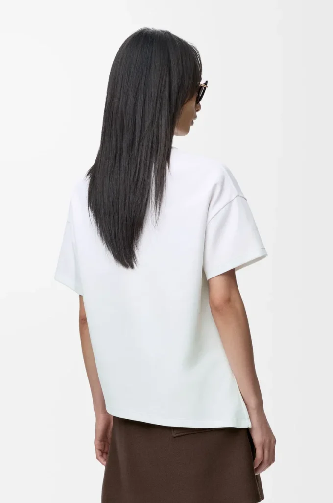 Asymmetrisk T-shirt i bomullsblandning Vit Asymmetrisk T-shirt i bomullsblandning Vit