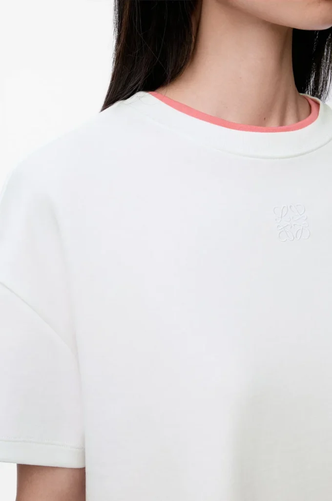 Asymmetrisk T-shirt i bomullsblandning Vit Asymmetrisk T-shirt i bomullsblandning Vit