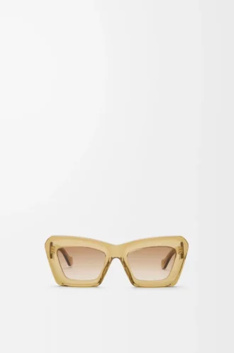 Avfasade Cateye-solglasögon Transparent olivgrön