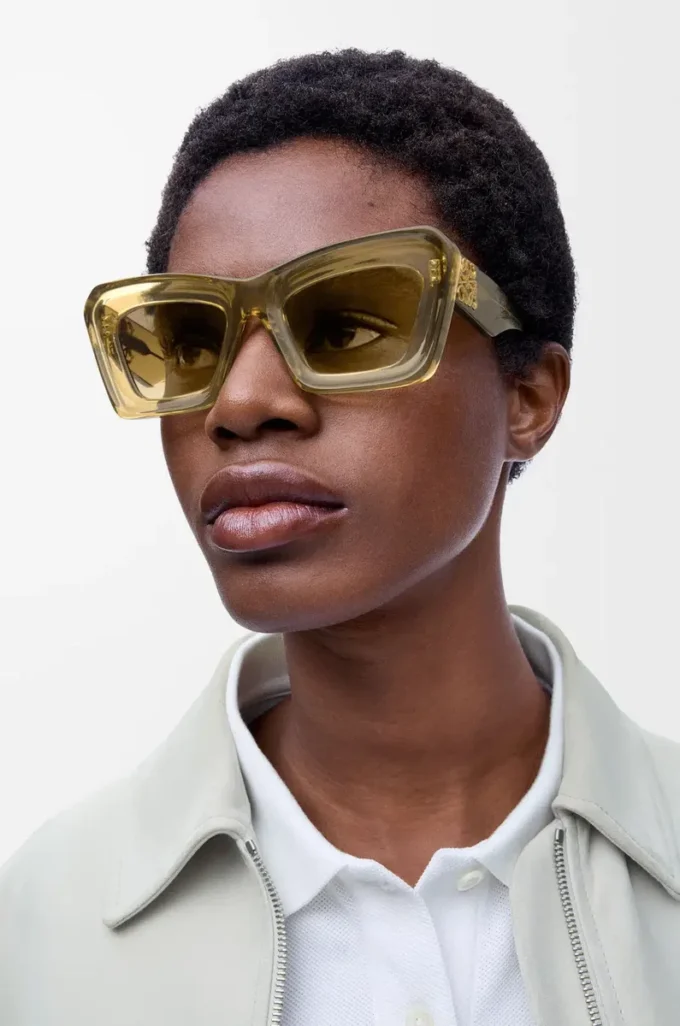 Avfasade Cateye-solglasögon Transparent olivgrön Avfasade Cateye-solglasögon Transparent olivgrön