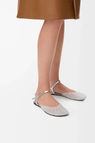 Ballerinaskor med ankelrem i dekorerat nät Transparent