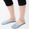 Ballerinaskor med ankelrem i rhinestone-dekorerat mocka, babyblå Ballerinaskor med ankelrem i rhinestone-dekorerat mocka, babyblå