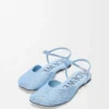 Ballerinaskor med ankelrem i rhinestone-dekorerat mocka, babyblå Ballerinaskor med ankelrem i rhinestone-dekorerat mocka, babyblå