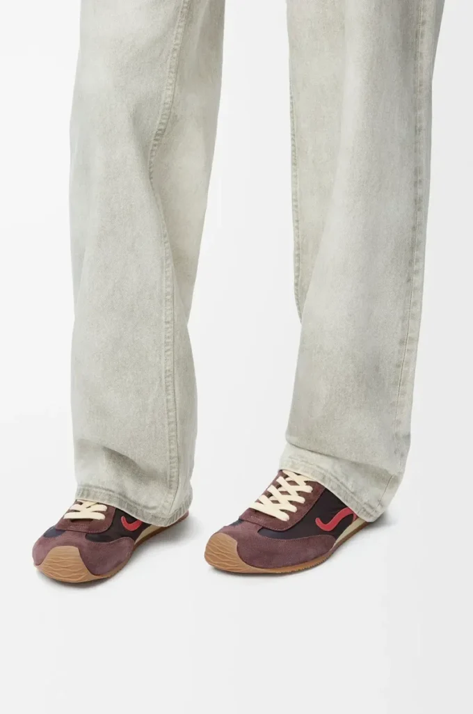Ballet Runner 2.0 i nylon och kalvskinn Choklad/Korall/Gul Ballet Runner 2.0 i nylon och kalvskinn Choklad/Korall/Gul
