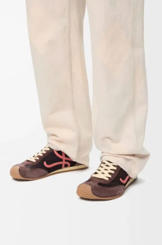 Ballet Runner 2.0 i nylon och kalvskinn Choklad/Korall/Gul
