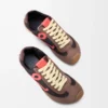 Ballet Runner 2.0 i nylon och kalvskinn Choklad/Korall/Gul Ballet Runner 2.0 i nylon och kalvskinn Choklad/Korall/Gul