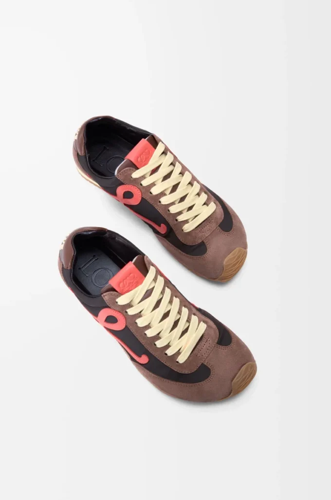 Ballet Runner 2.0 i nylon och kalvskinn Choklad/Korall/Gul