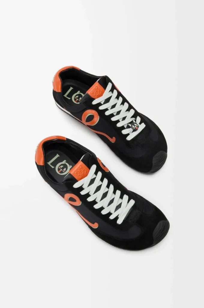 Ballet Runner 2.0 i nylon och kalvskinn Svart/orange/ljusgrön