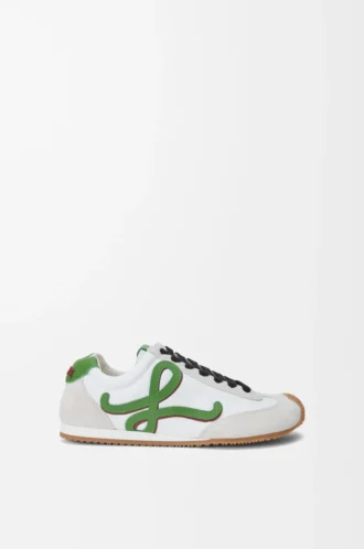 Ballet Runner 2.0 i nylon och kalvskinn Vit/Gräsgrön/Mörkorange