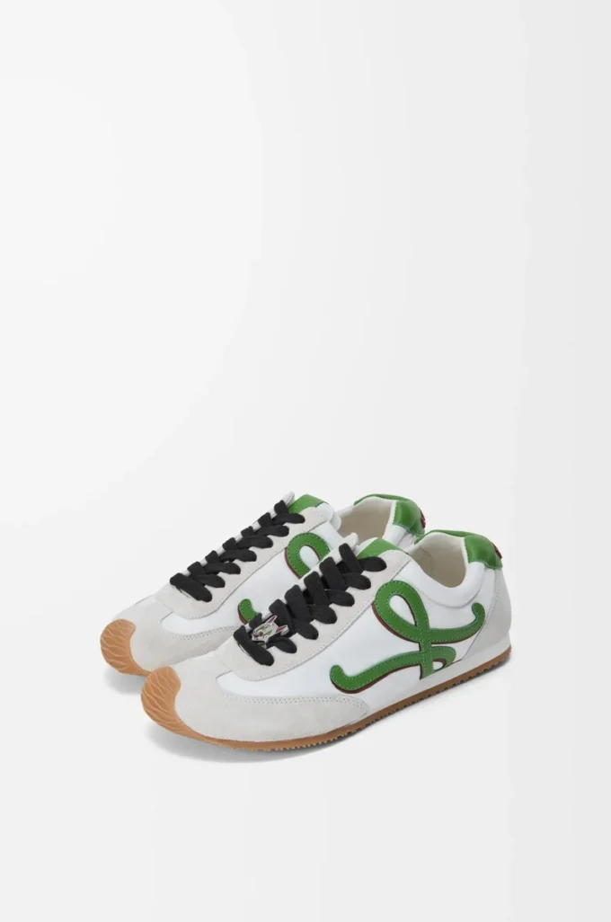 Ballet Runner 2.0 i nylon och kalvskinn Vit/Gräsgrön/Mörkorange Ballet Runner 2.0 i nylon och kalvskinn Vit/Gräsgrön/Mörkorange