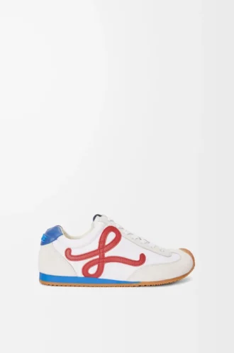 Ballet Runner 2.0 i nylon och kalvskinn Vit/Röd/Blå
