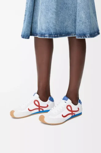 Ballet Runner 2.0 i nylon och kalvskinn Vit/Röd/Blå