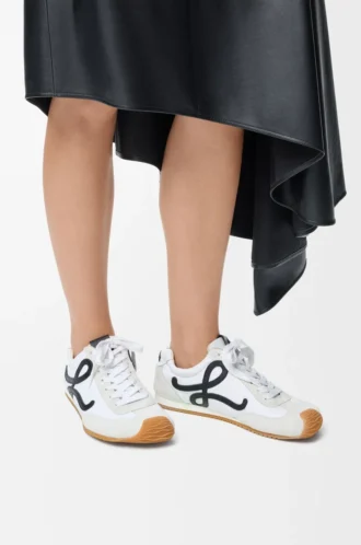 Ballet Runner 2.0 i nylon och kalvskinn Vit/Svart