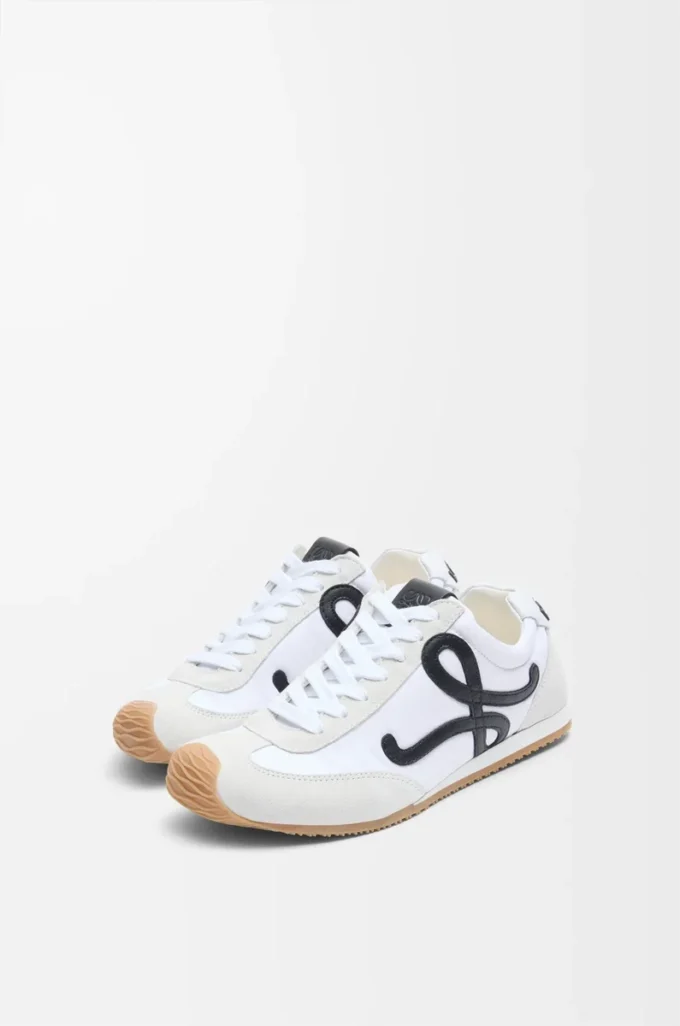 Ballet Runner 2.0 i nylon och kalvskinn Vit/Svart Ballet Runner 2.0 i nylon och kalvskinn Vit/Svart