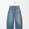 Barreljeans i denim Tvättad denim