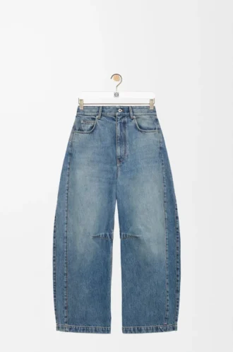 Barreljeans i denim Tvättad denim