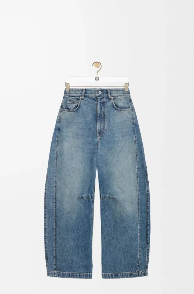 Barreljeans i denim Tvättad denim