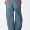 Barreljeans i denim Tvättad denim