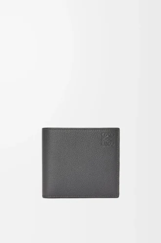 Bifold myntplånbok i mjukt kornat kalvskinn Anthracite