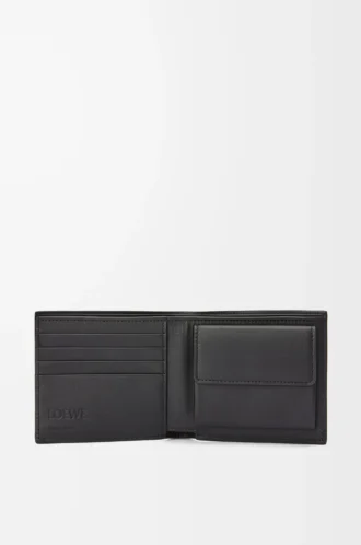 Bifold myntplånbok i mjukt kornat kalvskinn Anthracite