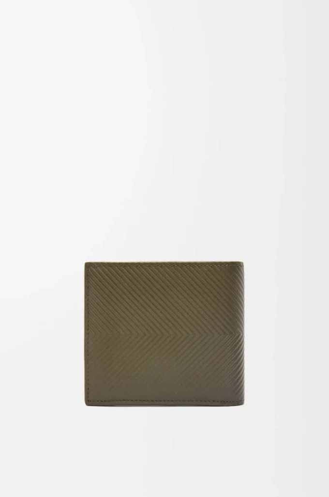 Bifold-myntplånbok i texturerat klassiskt kalvskinn Dark Khaki Bifold-myntplånbok i texturerat klassiskt kalvskinn Dark Khaki