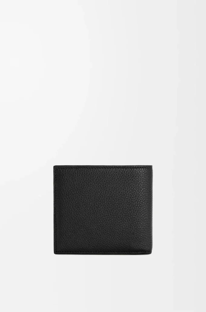 Bifold plånbok i mjukt kornat kalvskinn Svart