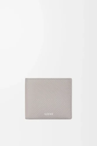 Bifold plånbok i texturerat klassiskt kalvskinn Shell Grey
