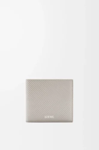Bifold-plånbok i texturerat klassiskt kalvskinn Shell Grey
