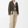 Bikerjacka i nappa-lammskinn Khaki Green Bikerjacka i nappa-lammskinn Khaki Green