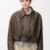 Bikerjacka i nappa-lammskinn Khaki Green Bikerjacka i nappa-lammskinn Khaki Green
