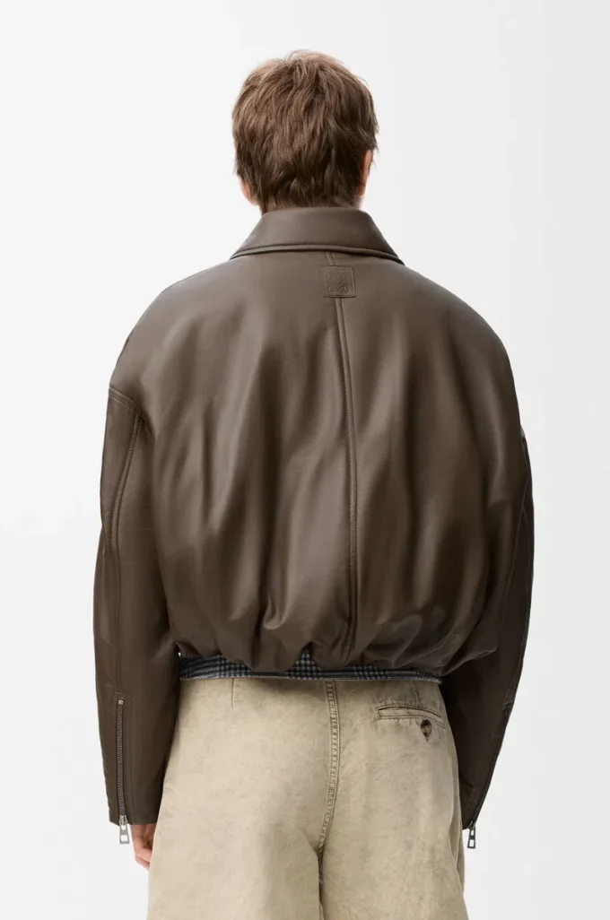 Bikerjacka i nappa-lammskinn Khaki Green Bikerjacka i nappa-lammskinn Khaki Green