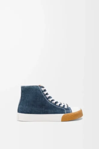 Bloc högtoppade sneakers i denim Tvättad denim