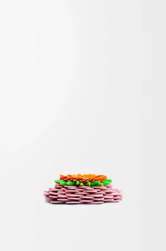Blommig tärning i klassiskt kalvskinn Light Candy