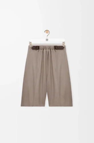 Bältade shorts i ull Beige Melange