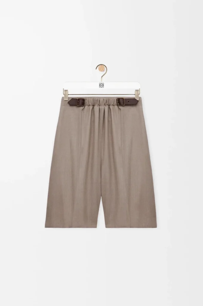 Bältade shorts i ull Beige Melange Bältade shorts i ull Beige Melange