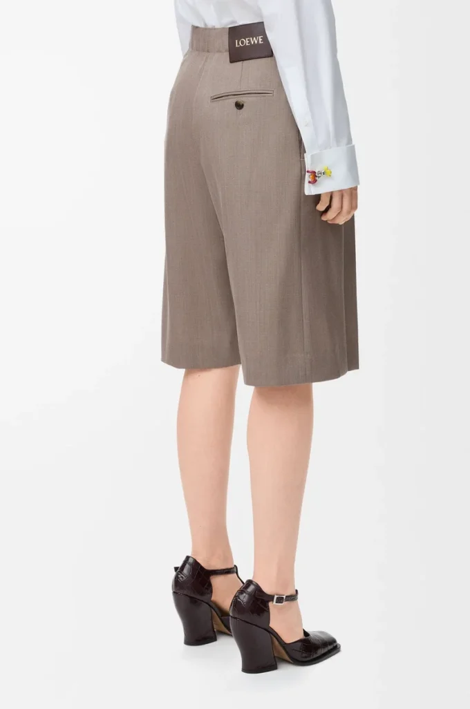 Bältade shorts i ull Beige Melange Bältade shorts i ull Beige Melange