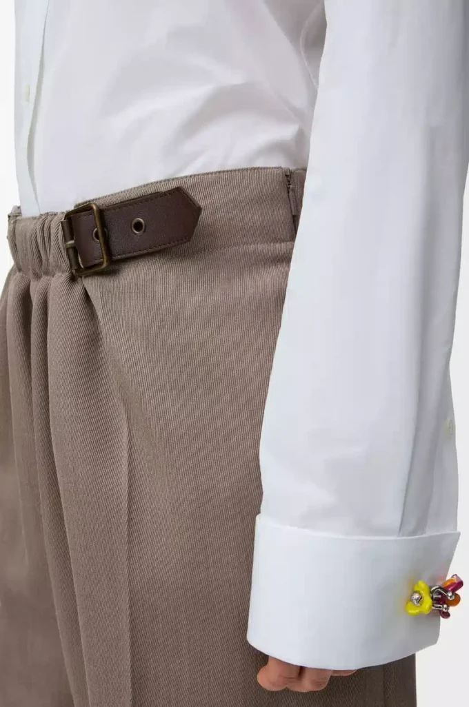 Bältade shorts i ull Beige Melange Bältade shorts i ull Beige Melange