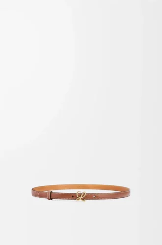 Bälte i slätt kalvskinn Tan/Guld