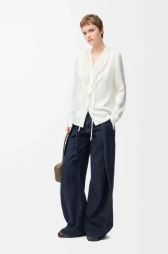 Blus i silke Vit