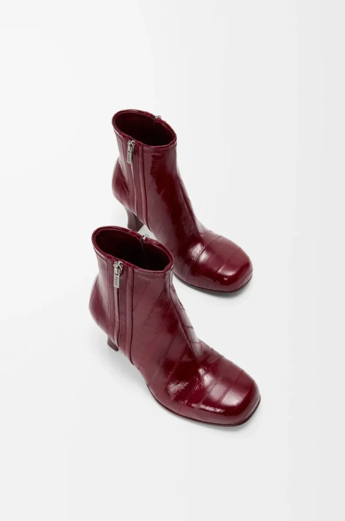 Bobine ankelkänga i ålskinn, burgundy